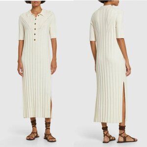 LouLou Studio Elyna Ribbed Silk Blend Midi Shirt Dress